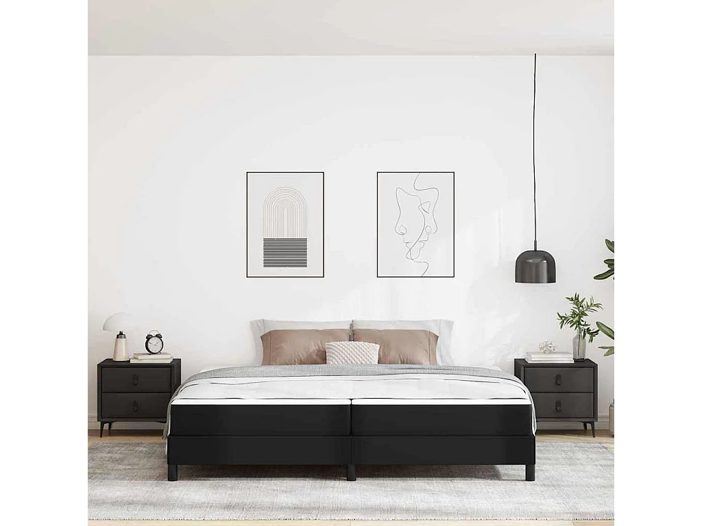 Cadre de lit avec matelas Noir 200 x 200 cm Faux cuir