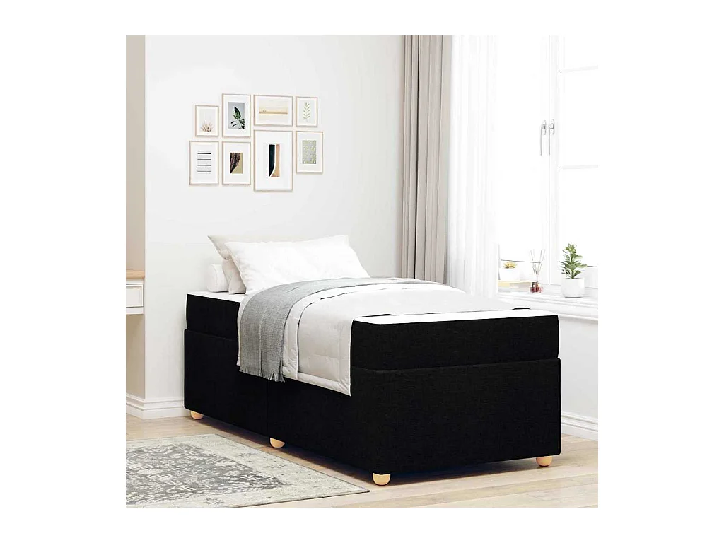 Estructura de cama con colchón Negro 80 x 200 cm tela