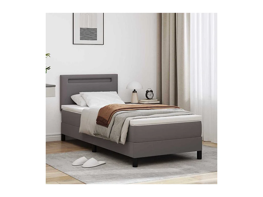 Cadre de lit avec matelas Gris 90 x 200 cm Faux cuir