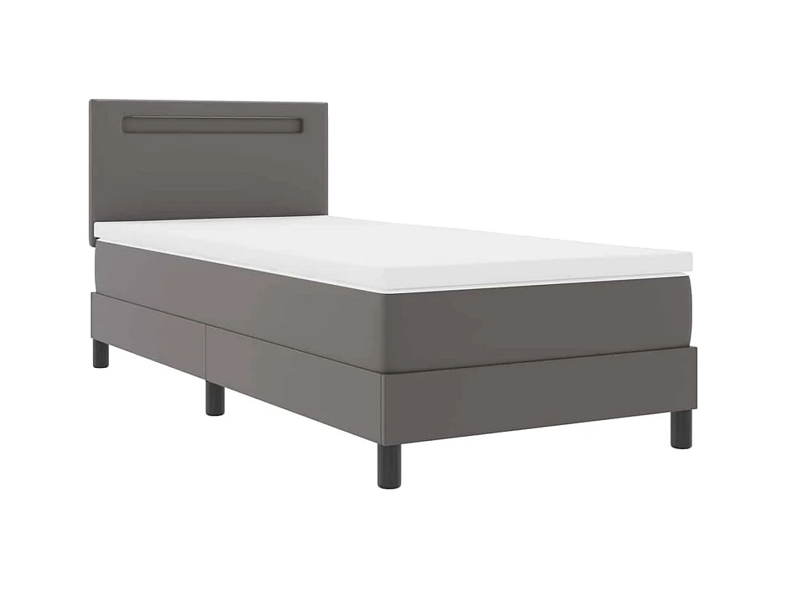 Cadre de lit avec matelas Gris 90 x 200 cm Faux cuir
