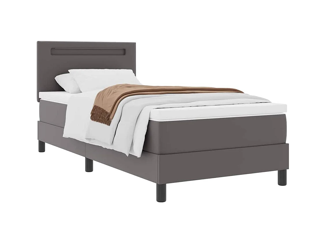 Cadre de lit avec matelas Gris 90 x 200 cm Faux cuir