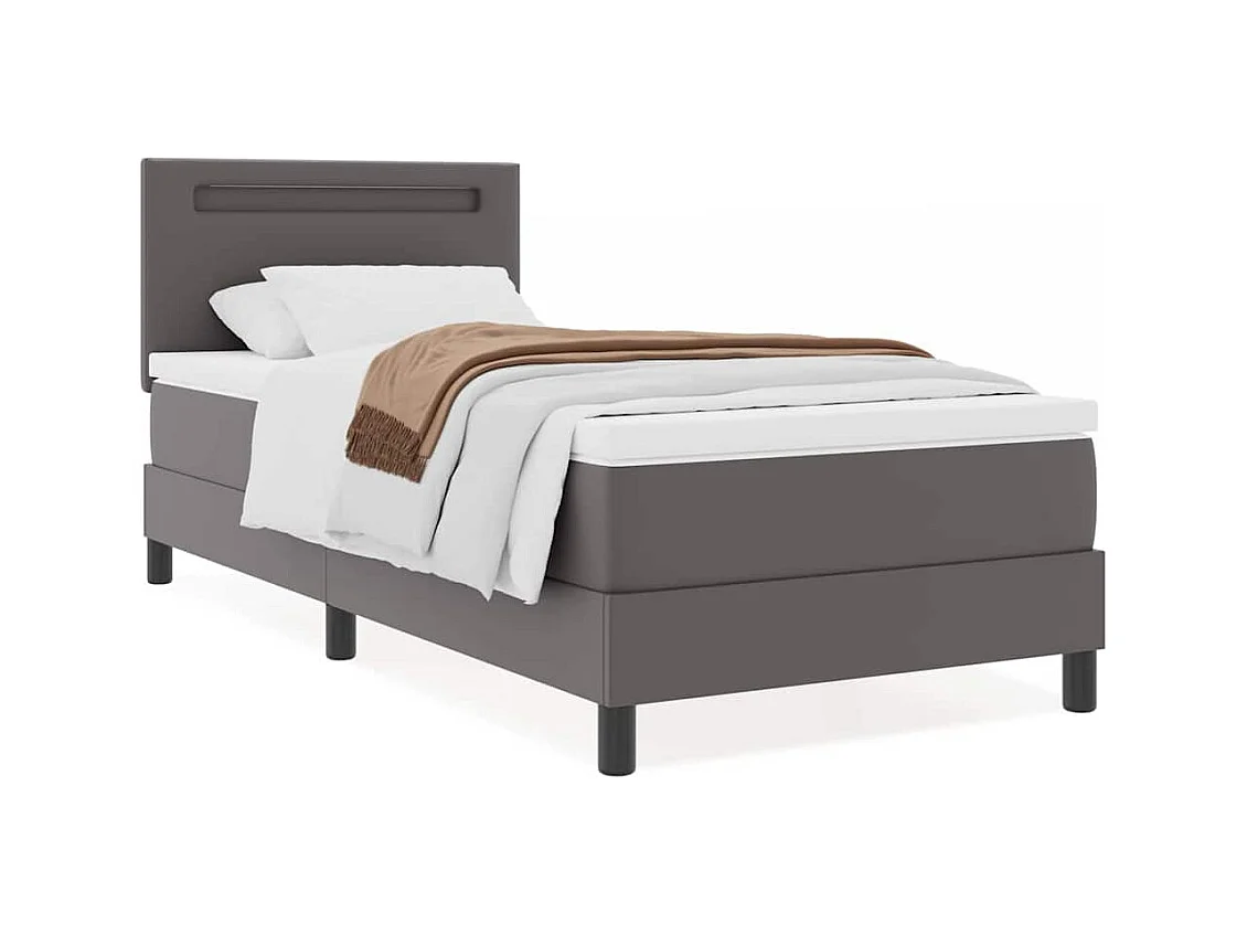 Cadre de lit avec matelas Gris 90 x 200 cm Faux cuir