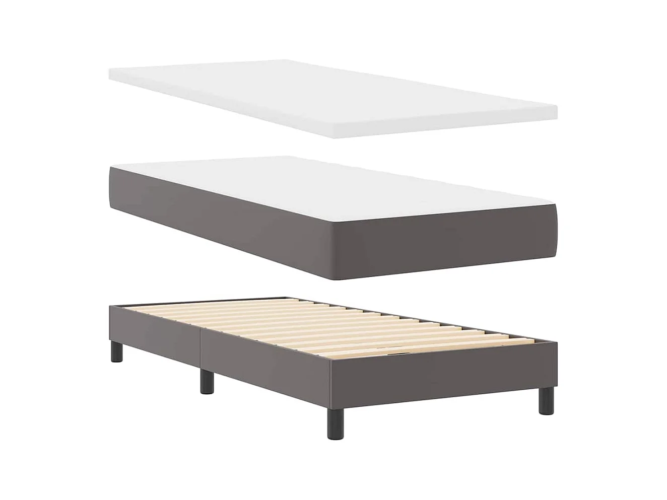 Cadre de lit avec matelas Gris 90 x 200 cm Faux cuir