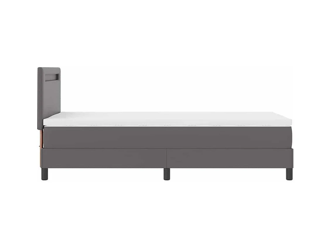 Cadre de lit avec matelas Gris 90 x 200 cm Faux cuir