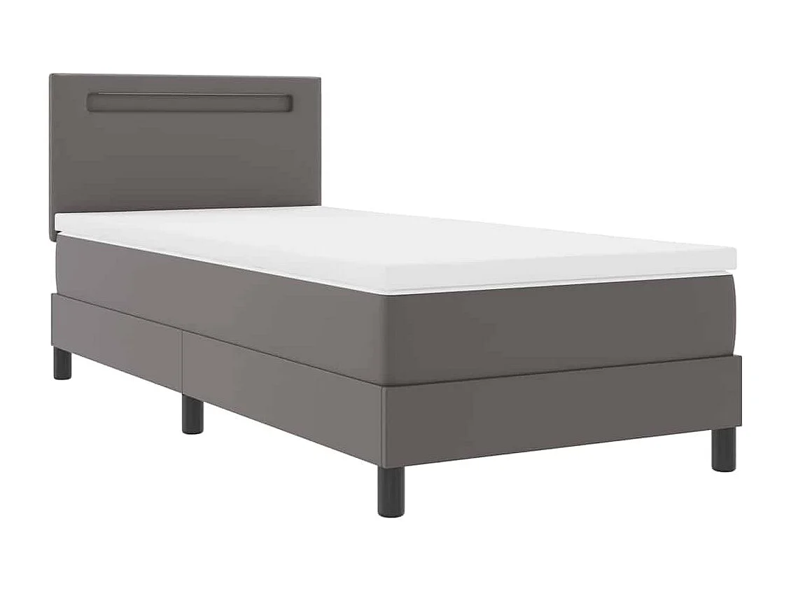 Estructura de cama con colchón Gris 90 x 200 cm Cuero sintético