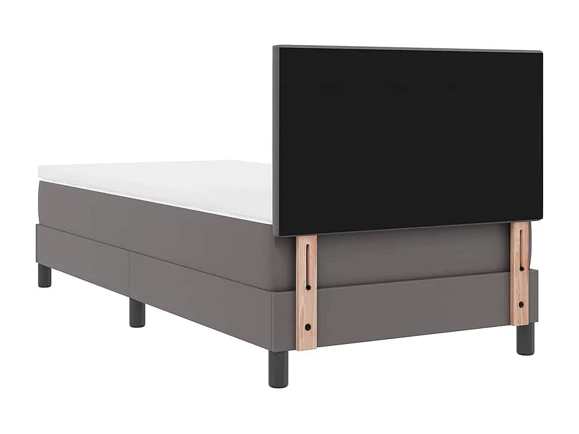 Estructura de cama con colchón Gris 90 x 200 cm Cuero sintético