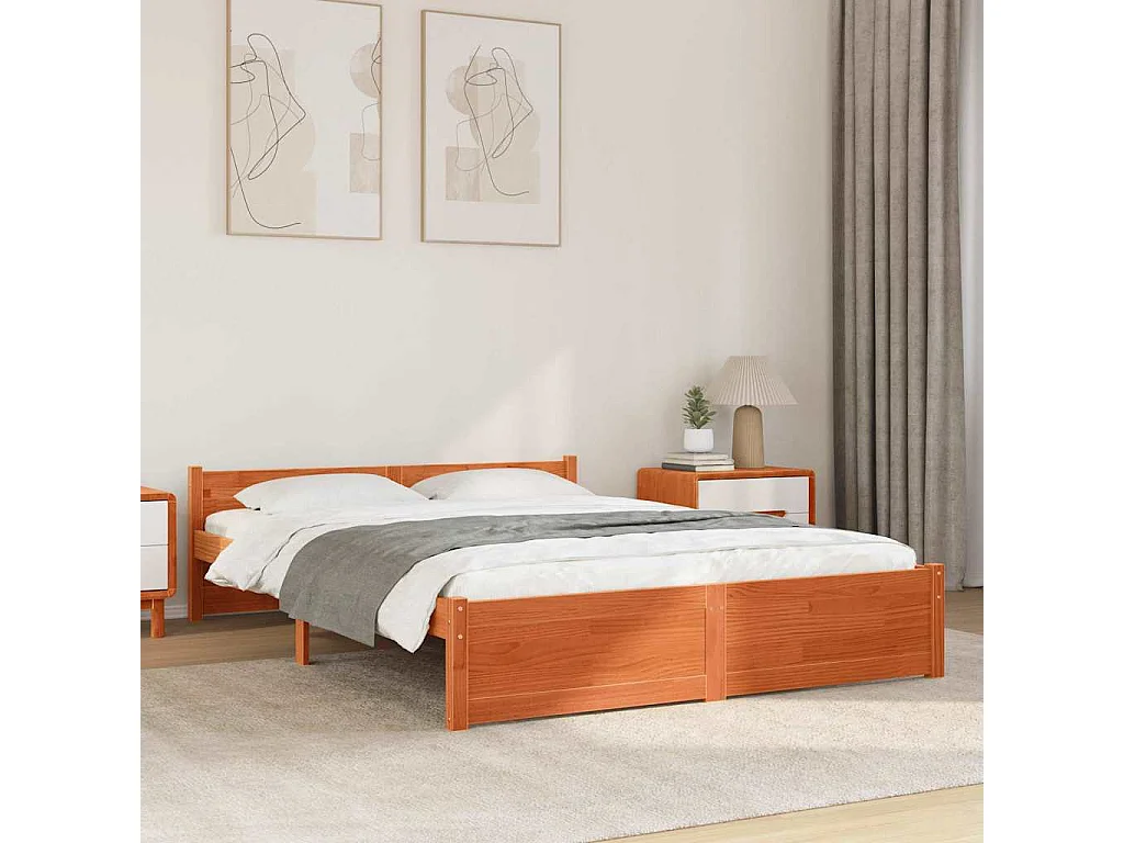 Bedframe Wasbruin 140 x 200 cm Massief grenenhout