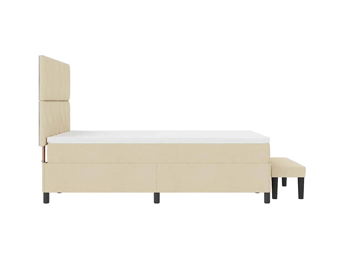 Cadre de lit avec matelas Crème 160 x 200 cm tissu