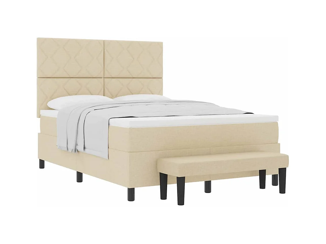 Cadre de lit avec matelas Crème 160 x 200 cm tissu