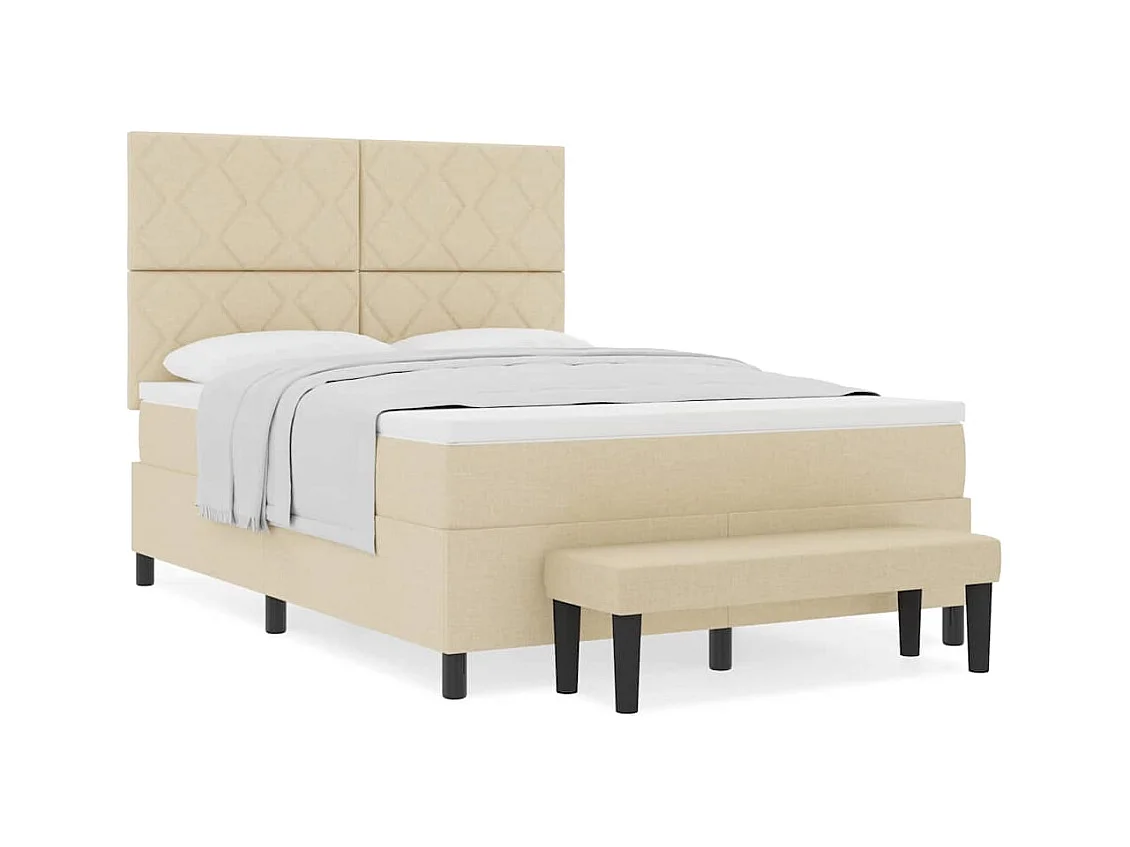 Cadre de lit avec matelas Crème 160 x 200 cm tissu