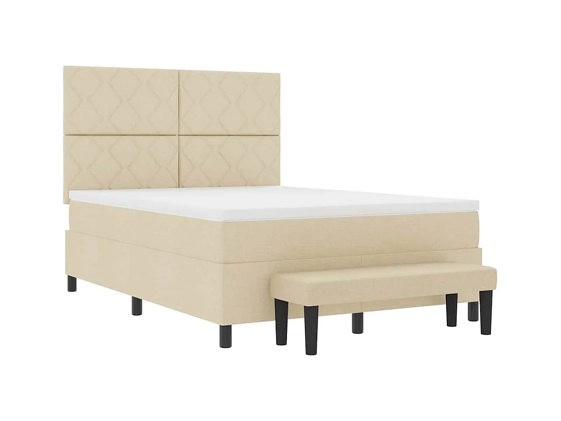 Cadre de lit avec matelas Crème 160 x 200 cm tissu
