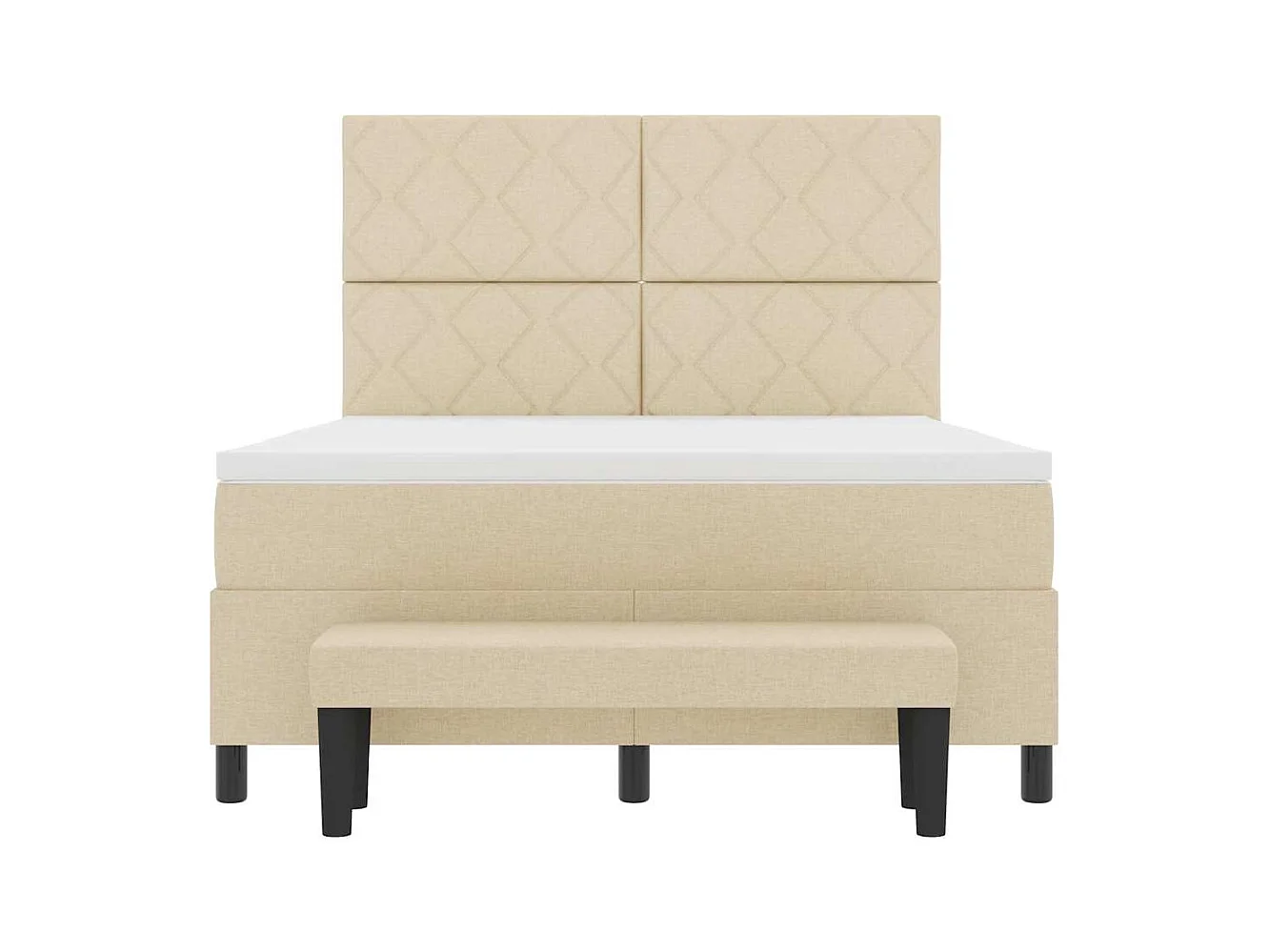 Cadre de lit avec matelas Crème 160 x 200 cm tissu
