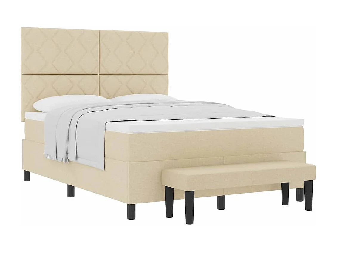 Cadre de lit avec matelas Crème 160 x 200 cm tissu
