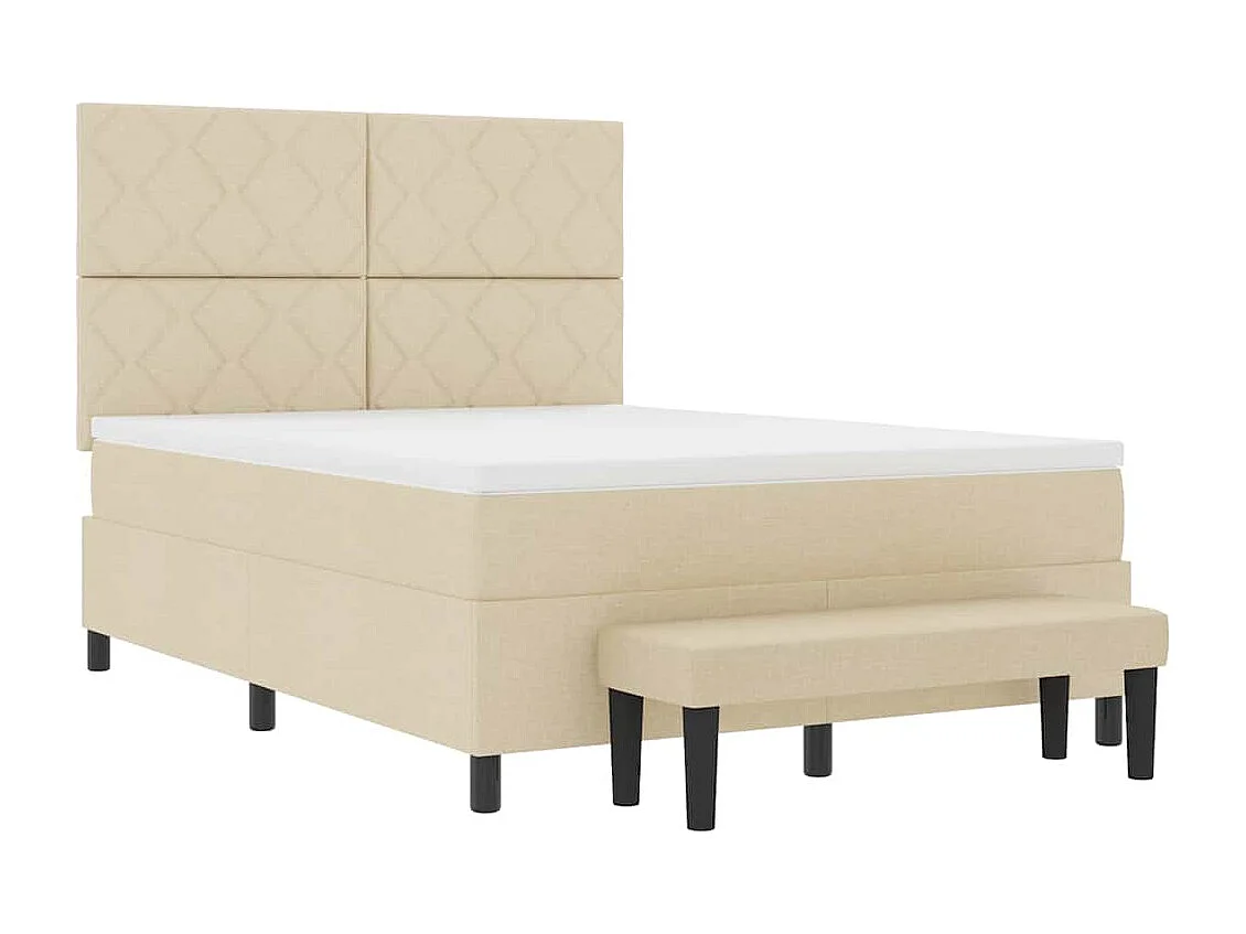 Cadre de lit avec matelas Crème 160 x 200 cm tissu