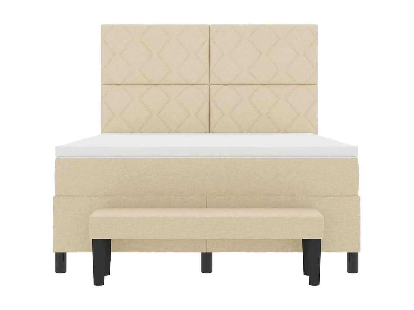 Cadre de lit avec matelas Crème 160 x 200 cm tissu