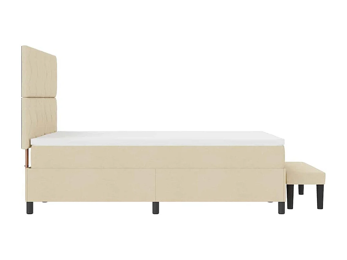 Cadre de lit avec matelas Crème 160 x 200 cm tissu