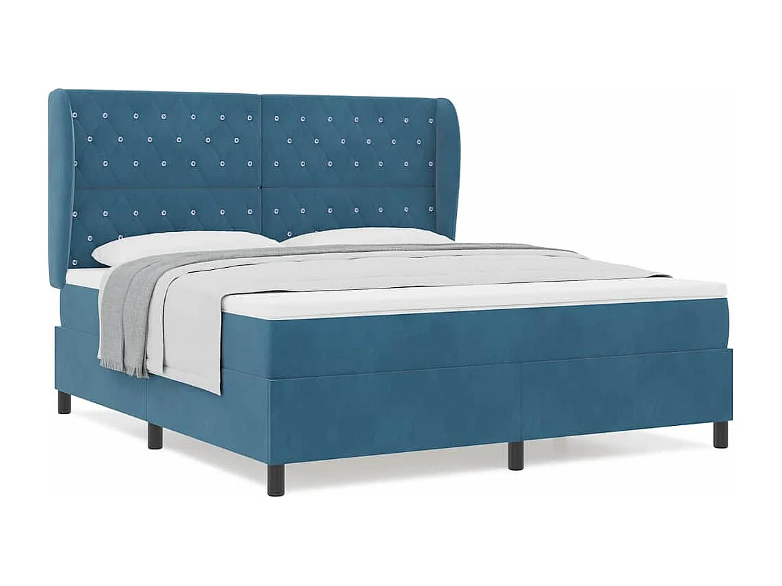 Cama tipo Box Spring Azul oscuro 180 x 200 cm Terciopelo