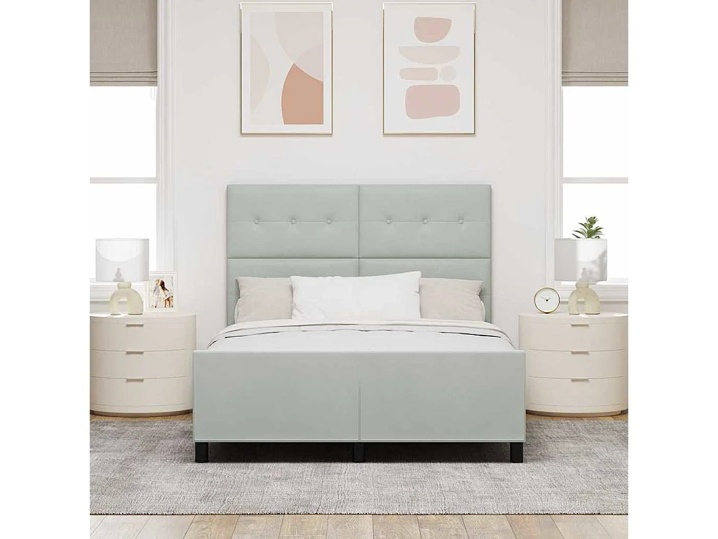 Estrutura da Cama Cinzento-claro 160 x 200 cm Veludo