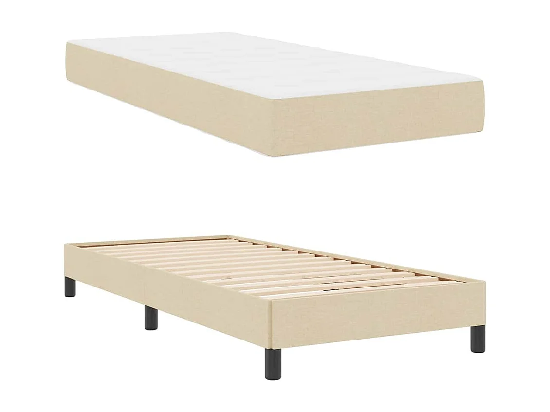 Cama Box com colchão Creme 80 x 200 cm tecido