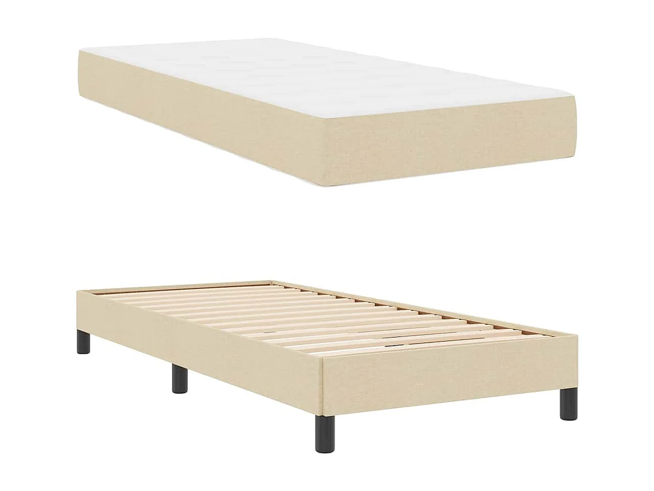 Cama Box com colchão Creme 80 x 200 cm tecido