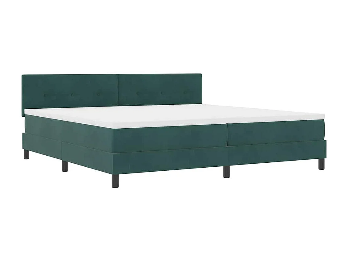Cama con Somier y Colchón Verde oscuro 200 x 200 cm tela