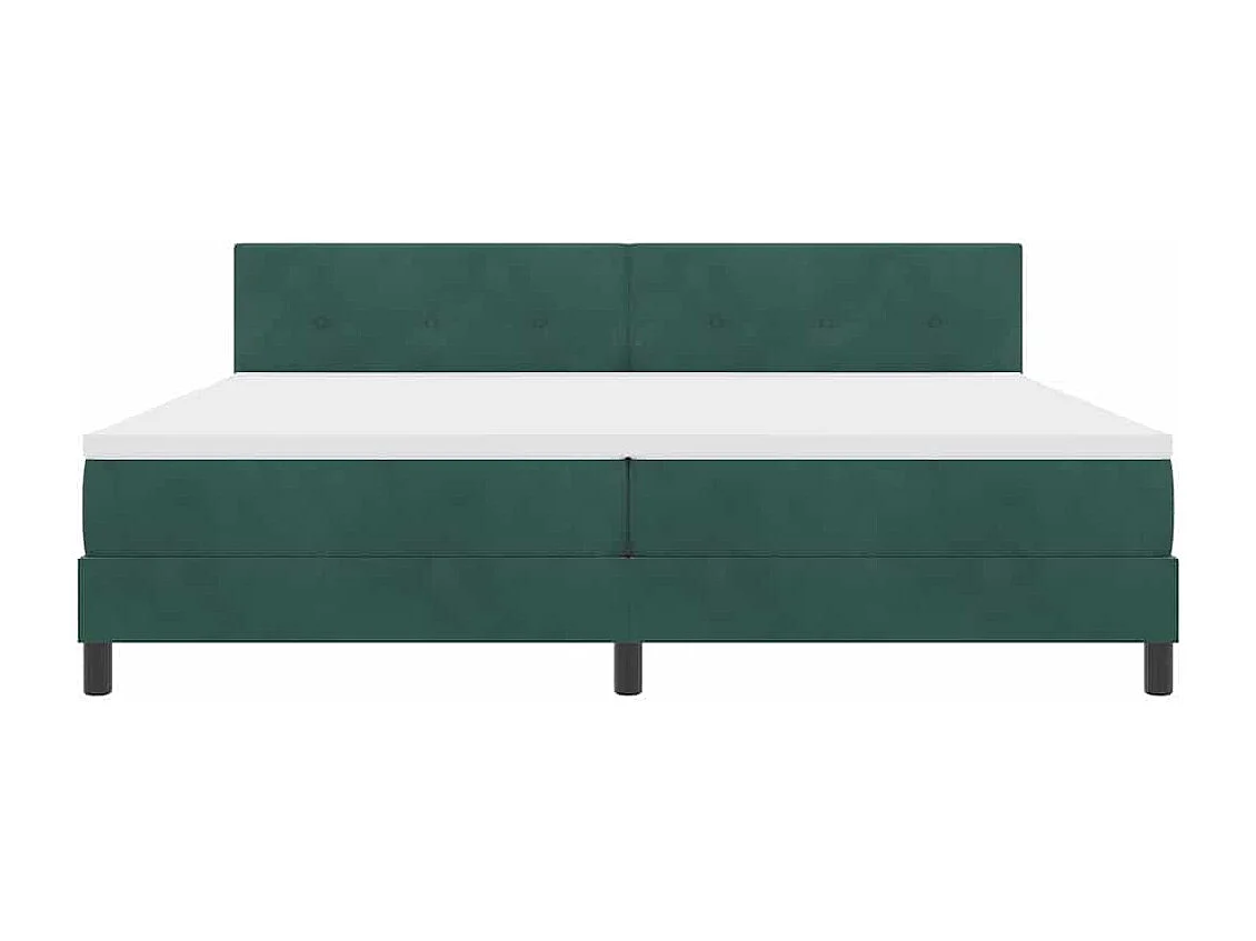 Cama con Somier y Colchón Verde oscuro 200 x 200 cm tela