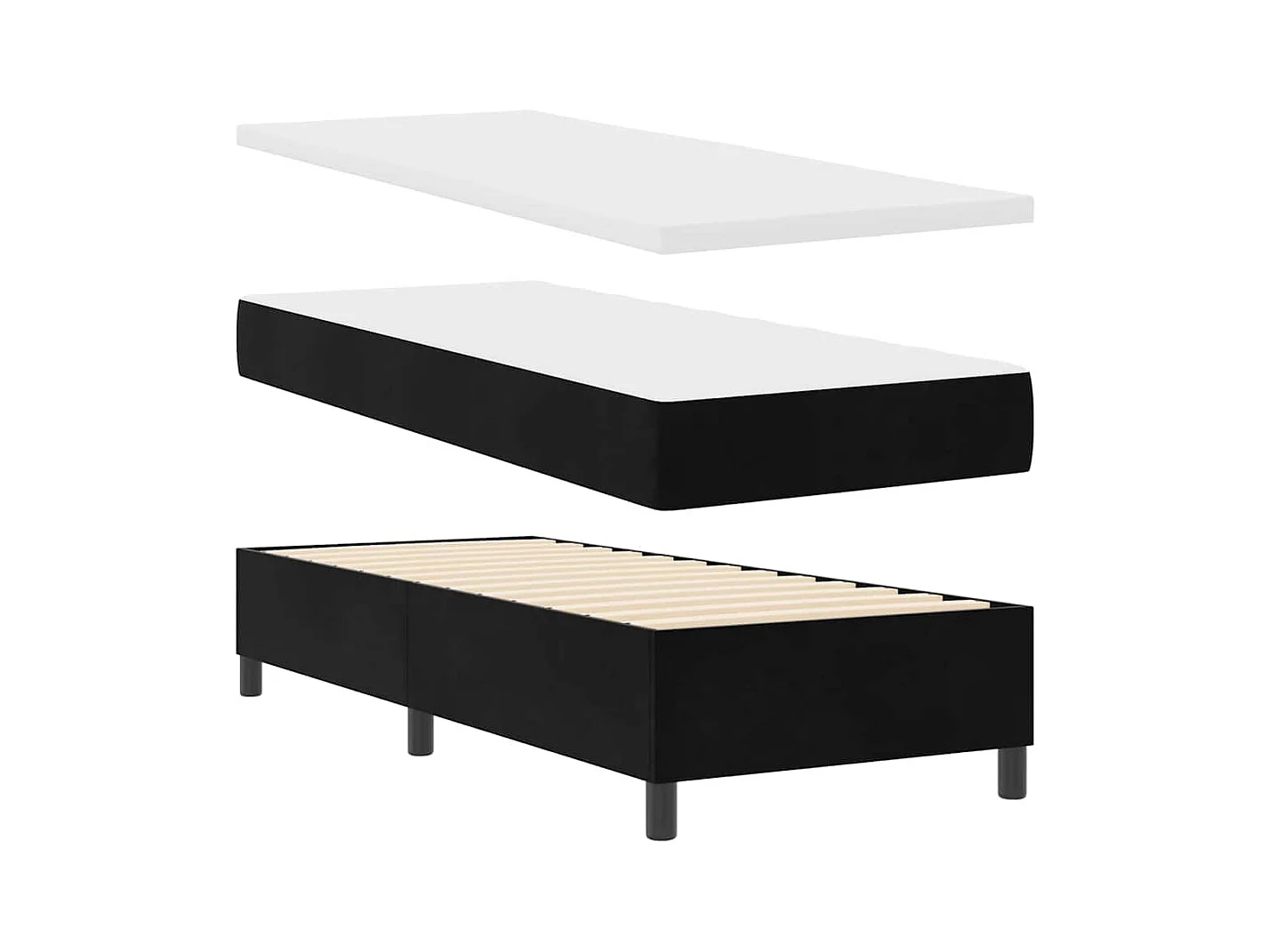 Cadre de lit avec matelas Noir 80 x 200 cm Velours