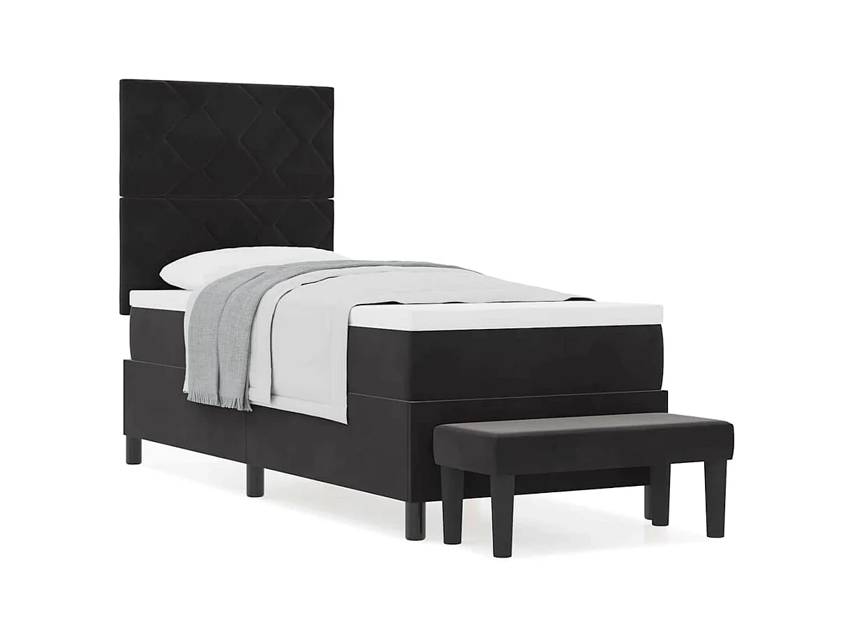 Cadre de lit avec matelas Noir 80 x 200 cm Velours