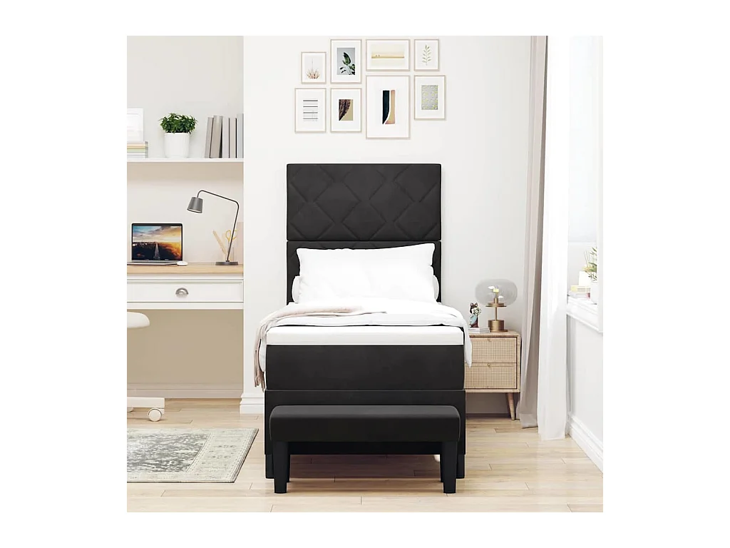 Cadre de lit avec matelas Noir 80 x 200 cm Velours