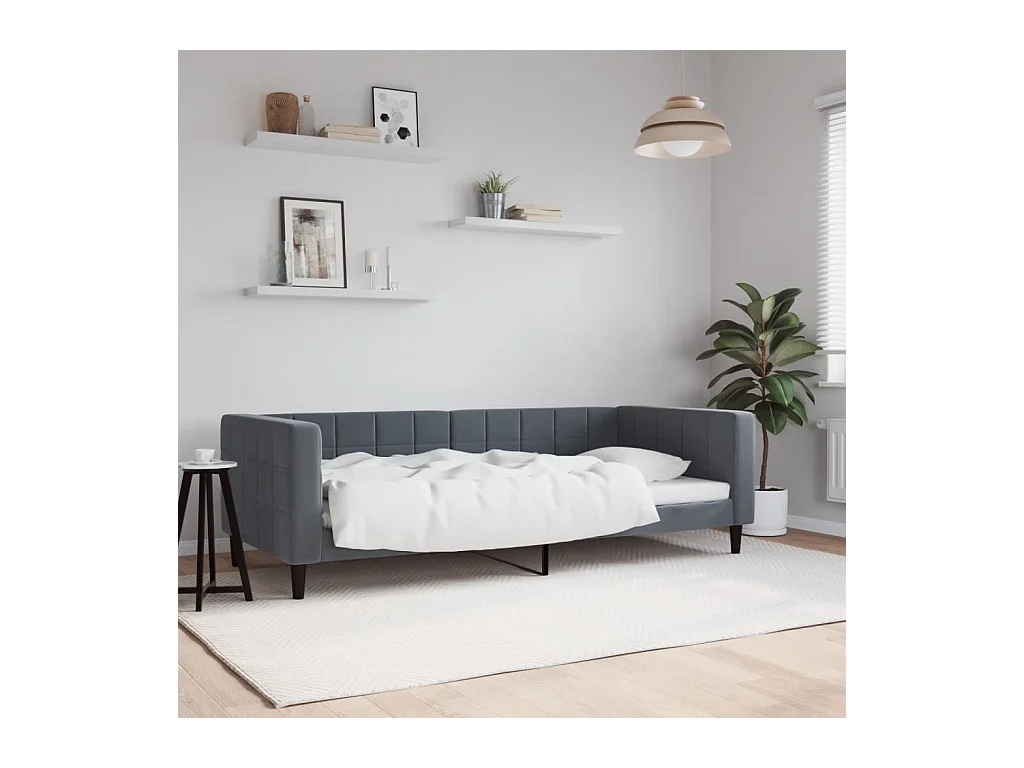 Lit de repos gris foncé 90x190 cm velours