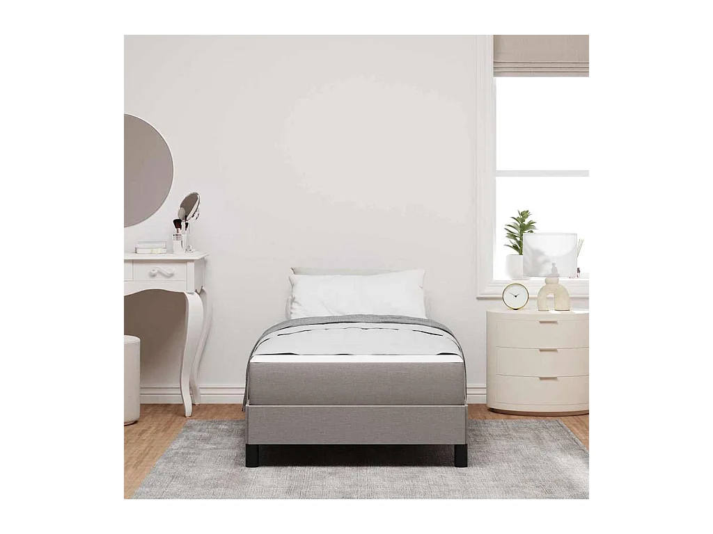 Cadre de lit avec matelas Taupe 90 x 200 cm tissu