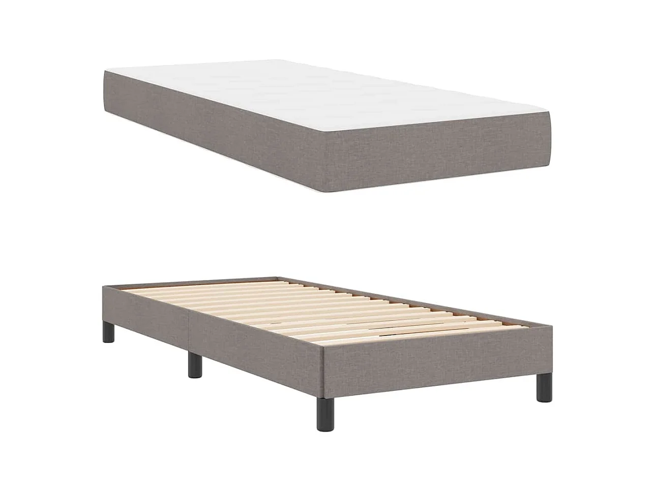 Cadre de lit avec matelas Taupe 90 x 200 cm tissu