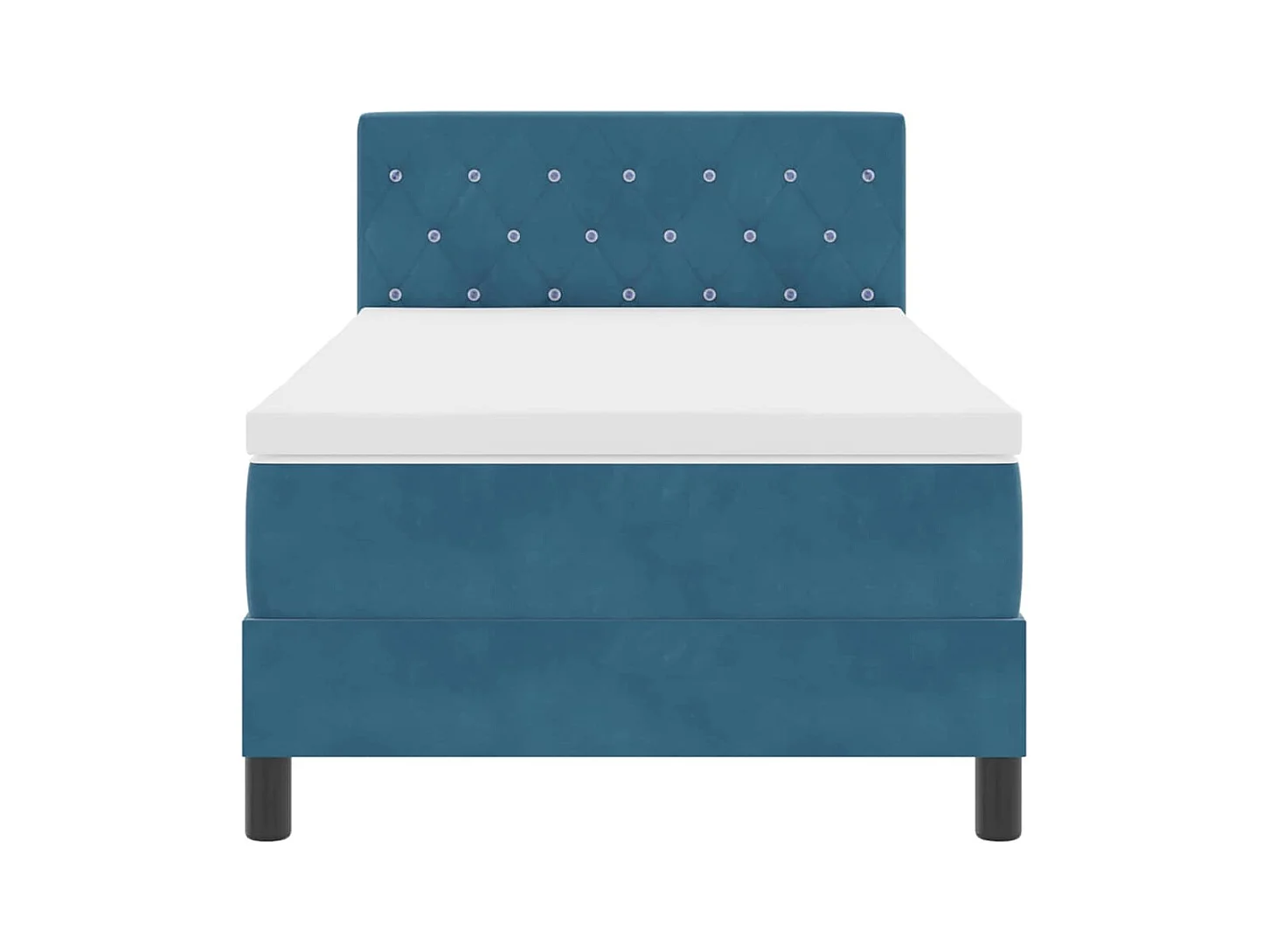 Cadre de lit avec matelas Bleu foncé 90 x 190 cm tissu