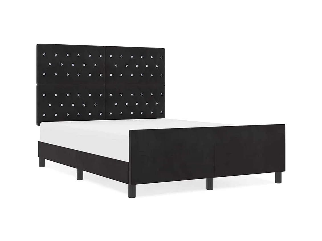 Cadre de lit avec tête de lit Noir 140 x 200 cm Velours