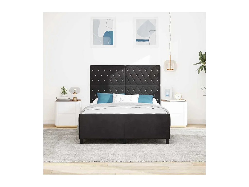 Cadre de lit avec tête de lit Noir 140 x 200 cm Velours