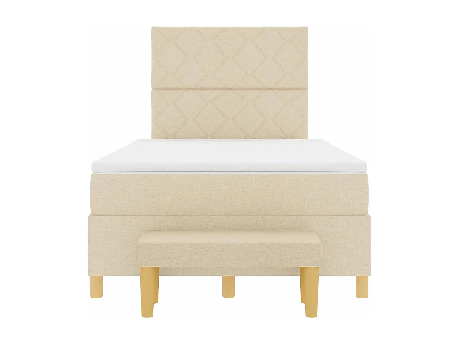 Cama tipo Box Spring con colchón Crema 120 x 200 cm tela