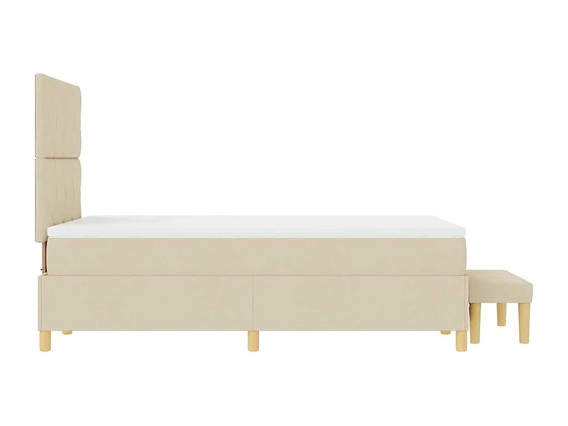 Cama tipo Box Spring con colchón Crema 120 x 200 cm tela