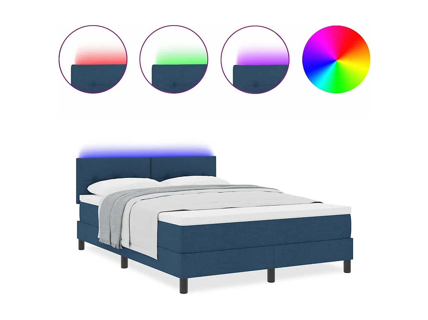 Cama tipo Box Spring con colchón Azul 160 x 200 cm tela