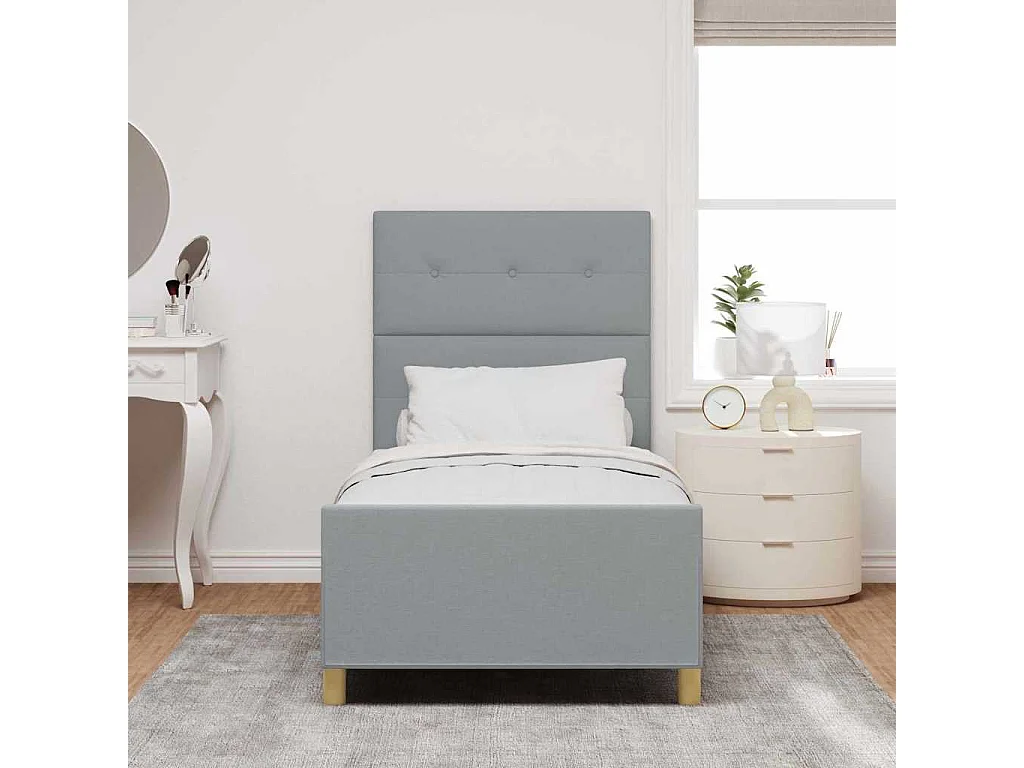 Cadre de lit avec tête de lit Gris clair 80 x 200 cm tissu