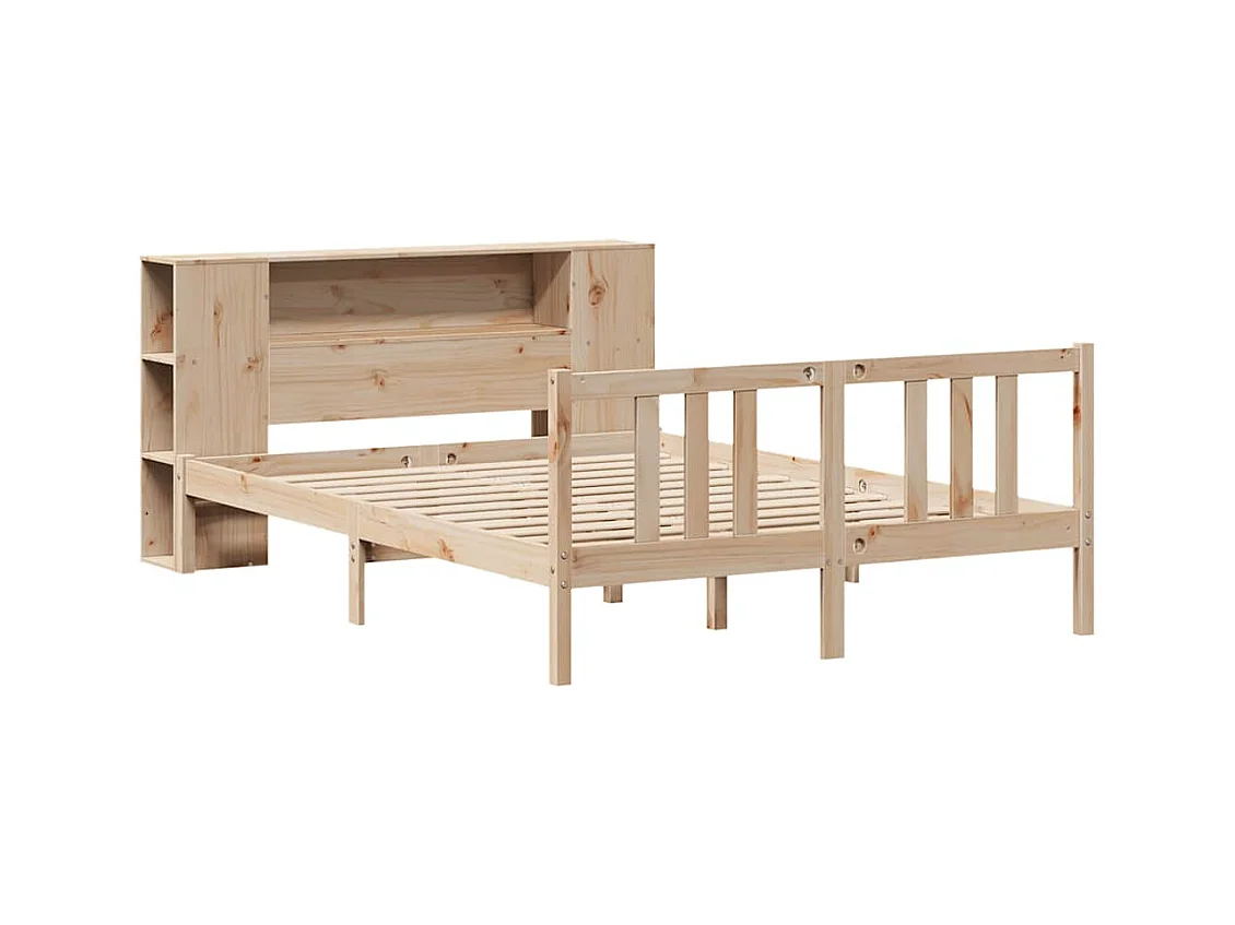 Lit bibliothèque sans matelas 120x200 cm bois de pin massif