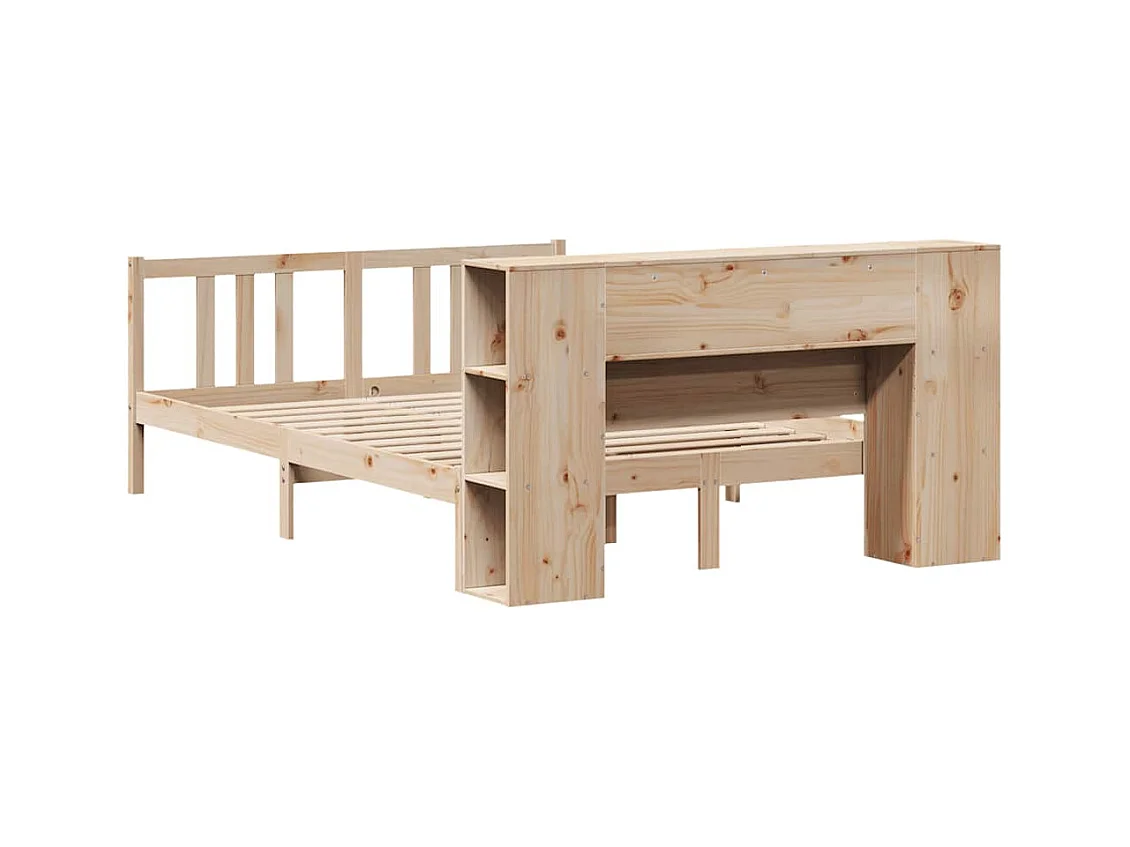 Lit bibliothèque sans matelas 120x200 cm bois de pin massif