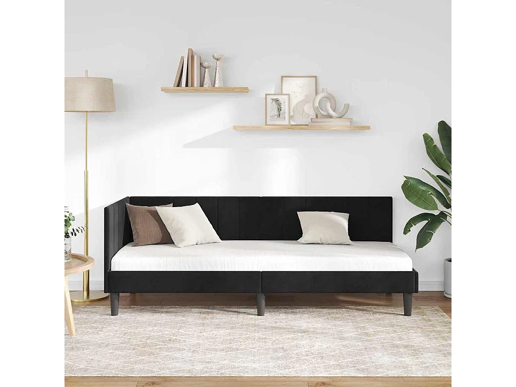 Estructura de cama en esquina Negro 80 x 200 cm Terciopelo