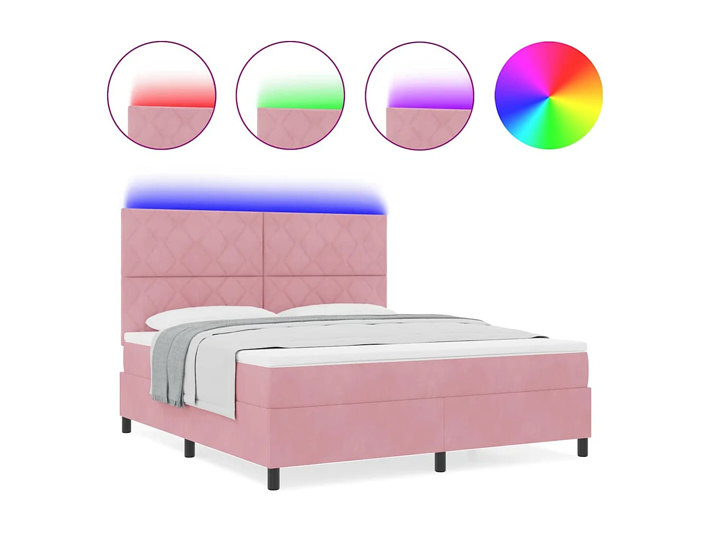 Cadre de lit avec matelas Rose 180 x 200 cm Velours