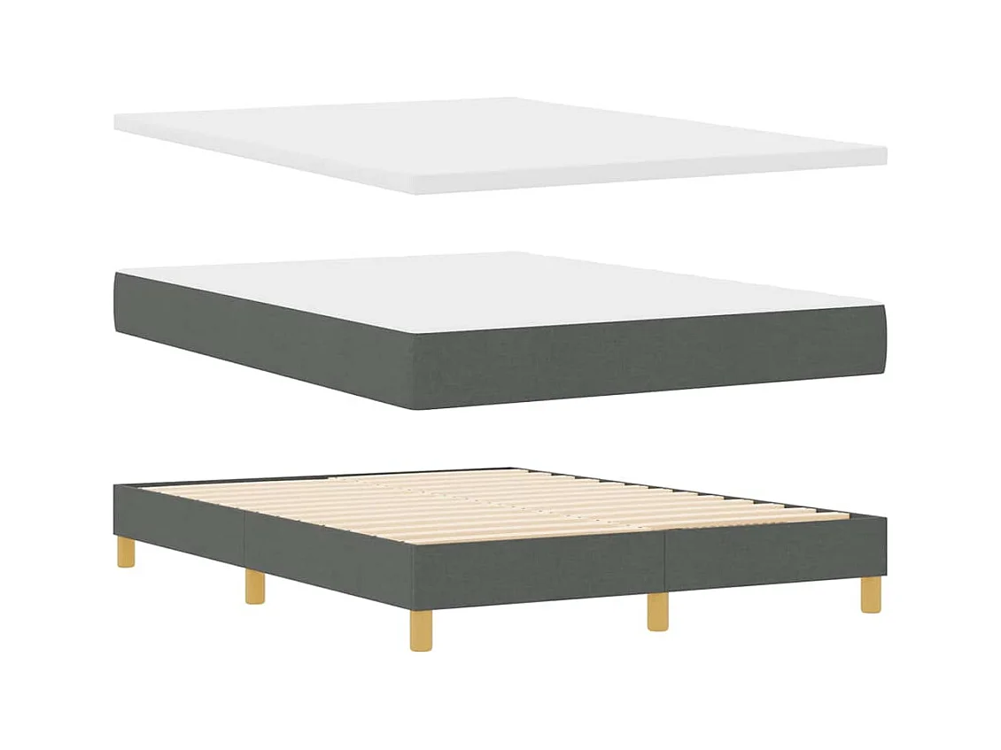 Cama con Somier con colchón Gris oscuro 140 x 200 cm tela