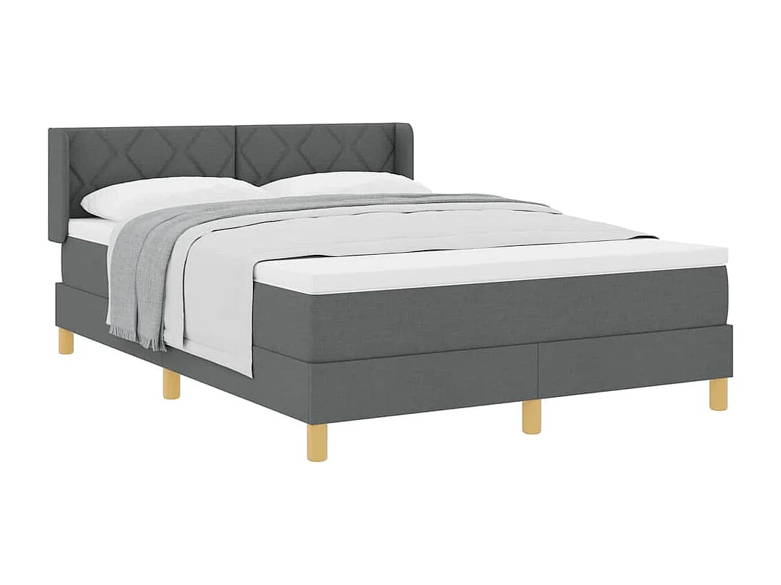 Cadre de lit avec matelas Gris foncé 140 x 200 cm tissu