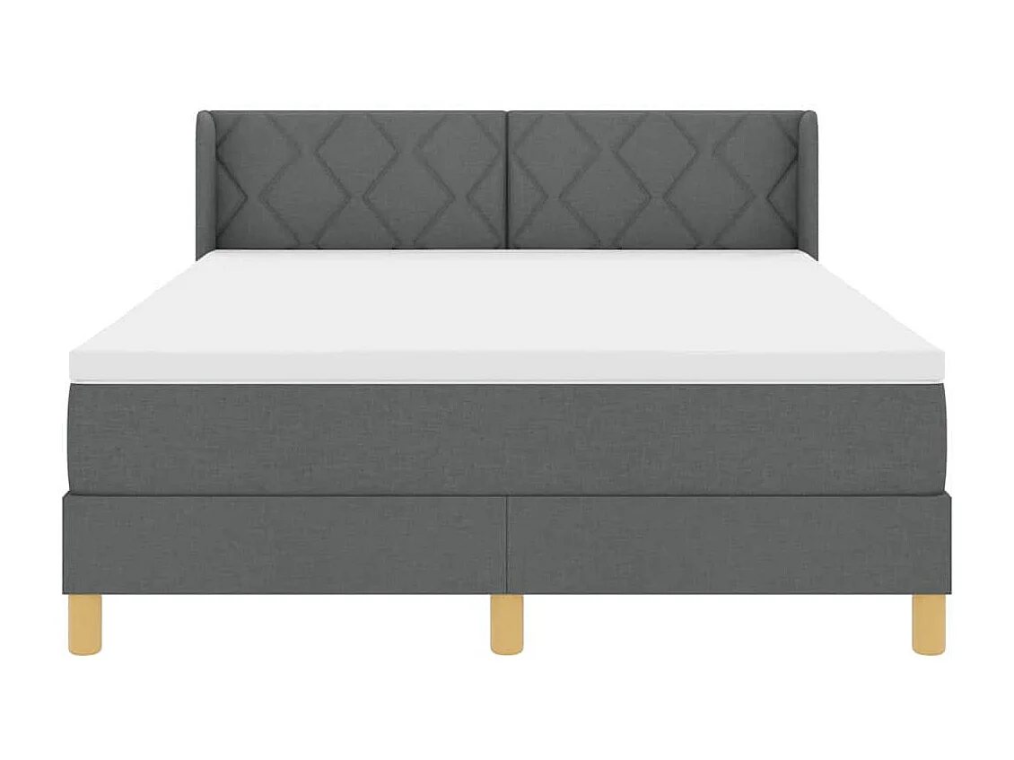 Cadre de lit avec matelas Gris foncé 140 x 200 cm tissu