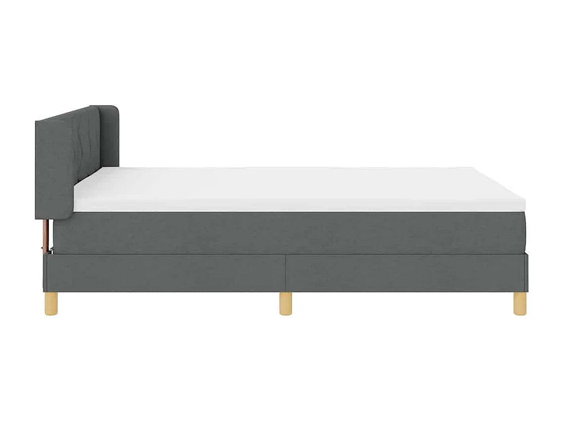Cadre de lit avec matelas Gris foncé 140 x 200 cm tissu