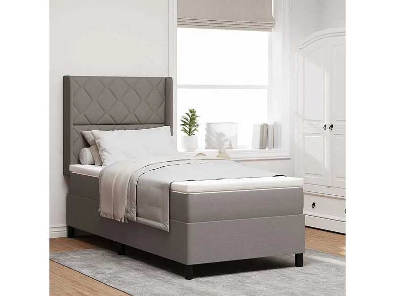 Boxspring bed met matras met hoofdeinde Taupe 90 x 200 cm Stof