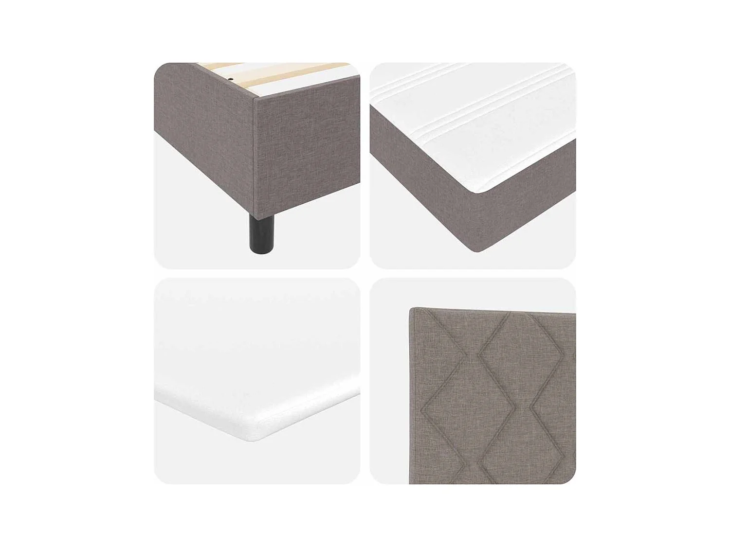 Cadre de lit avec matelas Taupe 90 x 200 cm tissu