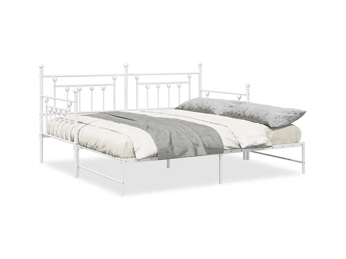 Cadre de lit de jour avec tête de lit Blanc 90 x 200 cm Acier